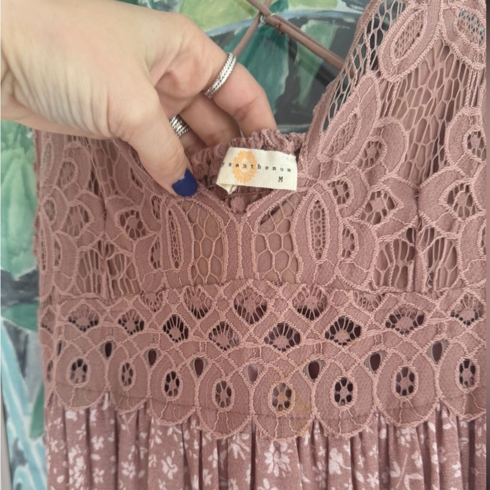 Free People Crochet Bodice Tiered Maxi Dress in Dusty Rose - Picture 4 of 4